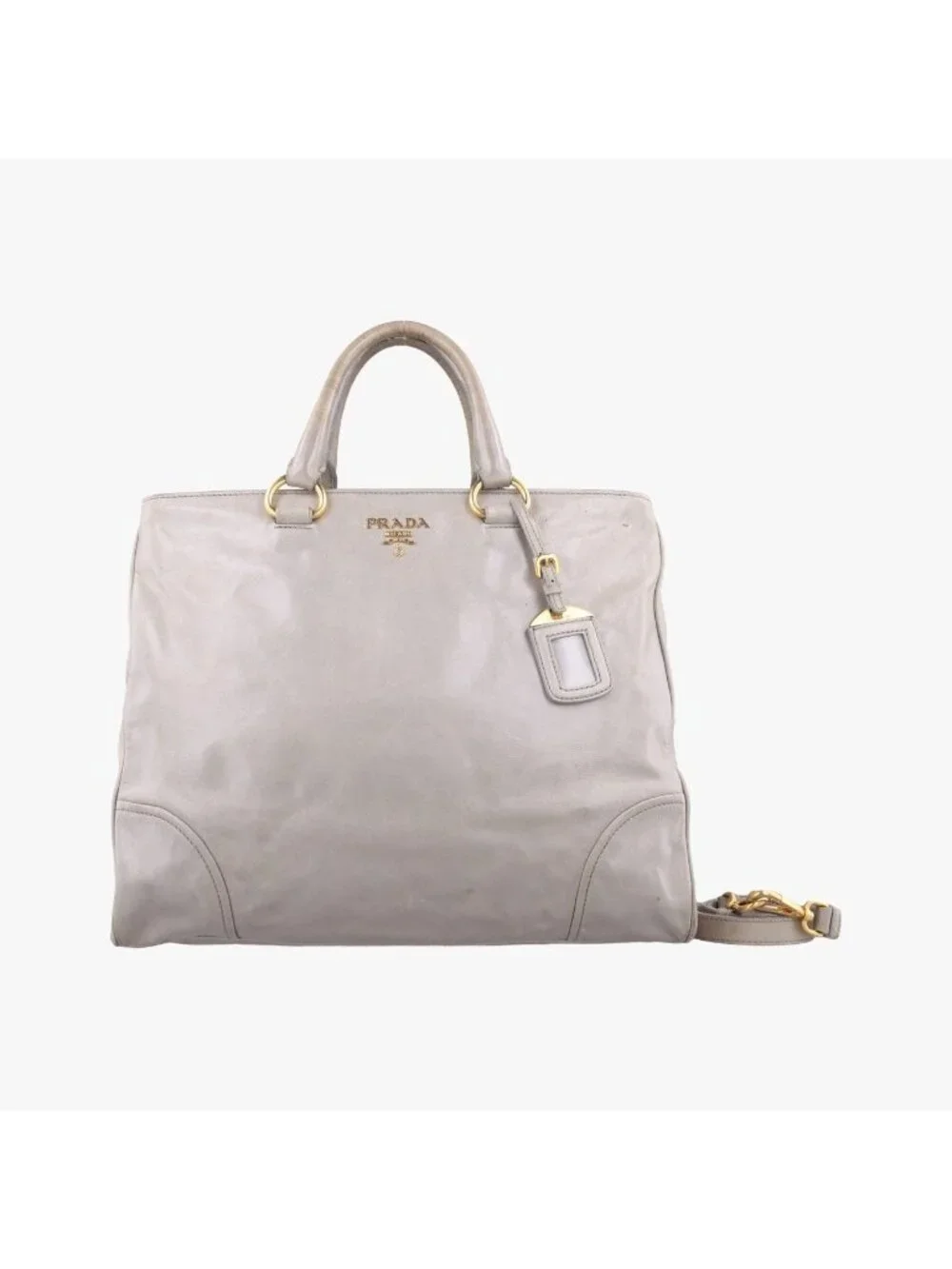 Prada Calf Shine Cles I Beige Leather Shoulder